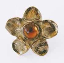 Emenee OR187S Flower Design Cabinet Knob with Amber Stone in Antique Matte Gold