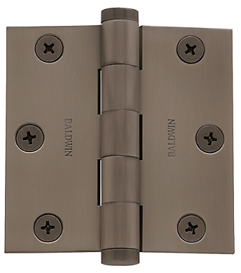 Baldwin Brass 3" x 3" Square Corner Hinge Antique Nickel (151)