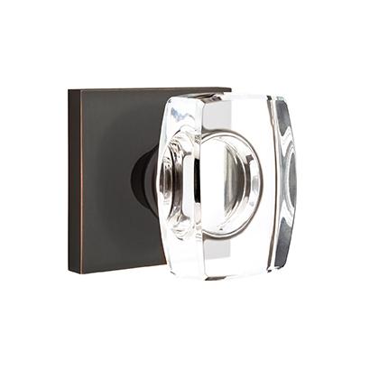 Emtek Modern Windsor Crystal Door Knob Set with Square Rose Oil Rubbed Bronze 