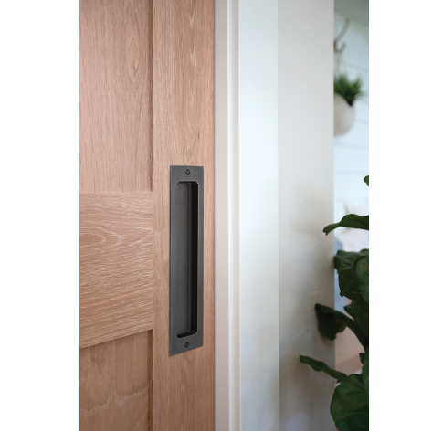 Emtek 220410 Sandcast Bronze Rustic Modern Rectangular 10" Flush Pull on Door