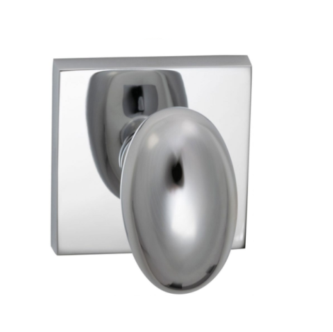 Omnia 434SQ Egg Door Knob Set with Square Rose Polished Chrome (US26)