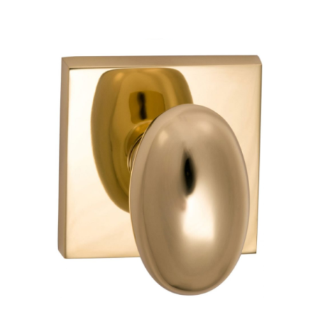 Omnia 434SQ Egg Door Knob Set with Square Rose Polished Brass (US3)