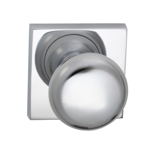 Omnia 458SQ Colonial Door Knob Set with Square Rose Polished Chrome (US26)