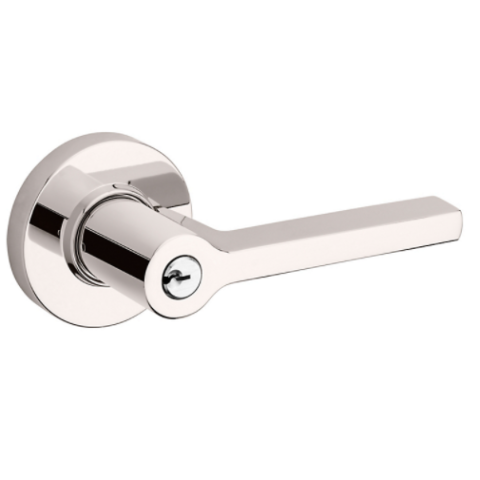 Baldwin Estate 5260 Square Keyed Entry Lever w/Round Rose Lifetime Polished Nickel (055)