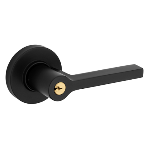Baldwin Estate 5260 Square Keyed Entry Lever w/Round Rose Satin Black (190)