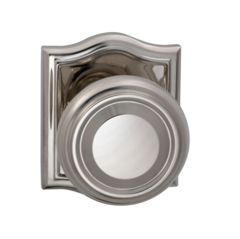 Omnia 565AR Traditional Door Knob Set with Arched Rose Polished Nickel (US14)