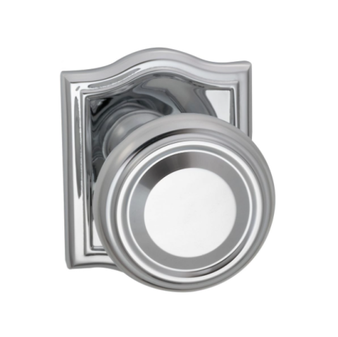 Omnia 565AR Traditional Door Knob Set with Arched Rose Polished Chrome (US26)