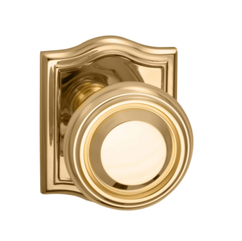 Omnia 565AR Traditional Door Knob Set with Arched Rose Polished Brass (US3)