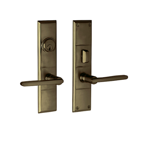 Baldwin Estate 6973 Houston Mortise Entrance Set in Satin Brass & Black