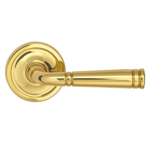 Omnia 753ED67 Edged Door Lever Set Unlacquered Brass (US3A)