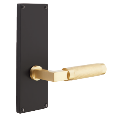 Emtek Select Passage, Urban Modern Rosette, Faceted Lever (Right Hand,  L-Square Stem, Satin Brass)