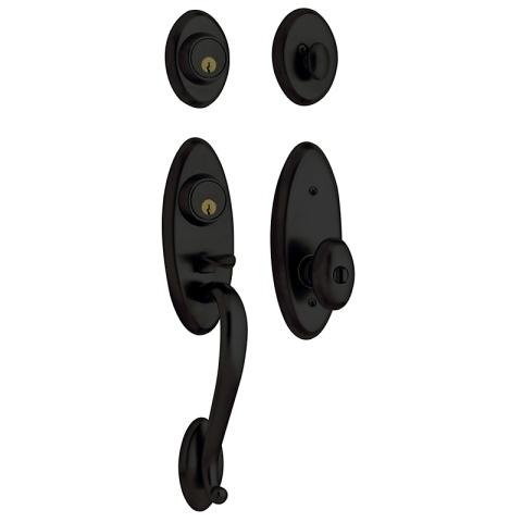 Baldwin 85345 Landon Handleset shown w/Wave Lever in Satin Black (190)