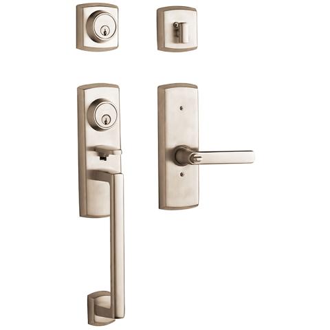 Baldwin 85385 Soho Handleset w/Soho Lever in Lifetime Satin Nickel (056)