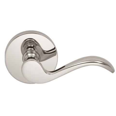 Omnia 895MD Wave Door Lever Set with Modern Rose Polished Nickel (US14)