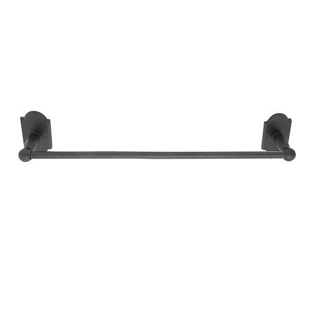 Emtek 23023 Sandcast Bronze Towel Bar with #1 Rose Flat Black Patina (FB)