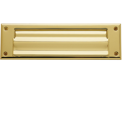 Baldwin 0015 Magazine Size Single Flap Letter Box Plate Lifetime Polished Brass
