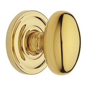 Baldwin Estate Pre-Configured 5025 Egg Door Knob Set Lifetime Polished Brass