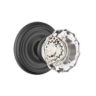 Emtek Astoria Clear Door knob with Regular Rose Flat Black (US19)