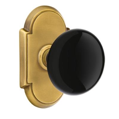 Emtek Ebony Door Knob Set with Porcelain Rose Polished Chrome (US26)