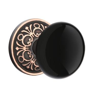 Emtek Ebony Door Knob Set with Lancaster Rose French Antique (US7)