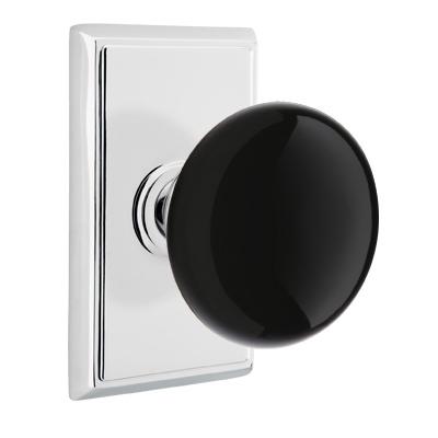Emtek Ebony Door Knob Set with Rectangular Rose Polished Chrome (US26)
