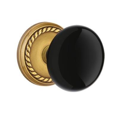 Emtek Ebony Door Knob Set with Rope Rose French Antique (US7)