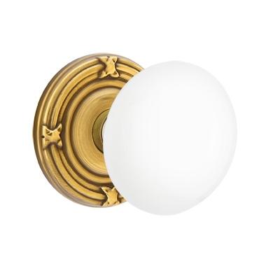 Emtek Ice White Door Knob Set with Ribbon and Reed French Antique (US7)