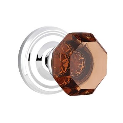 Emtek Old Town Door Knob Amber with Regular Rose Polished Chrome (US26)