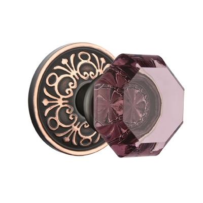 Emtek Old Town Violet Door knob with Lancaster Rose Oil Rubbed Bronze (US10B)