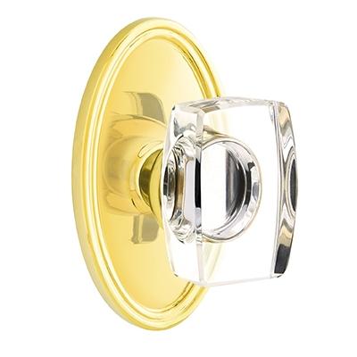 Emtek Windsor Crystal Door Knob Set Oval Rose Polished Brass