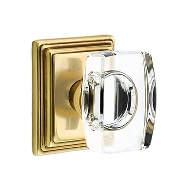 Modern Polished Brass Oval Door Knob Set with Rosette