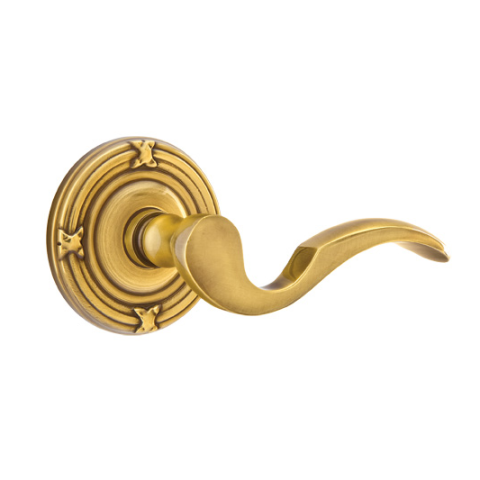 Emtek Cortina Door lever Ribbon and Reed Rose French Antique (US7)