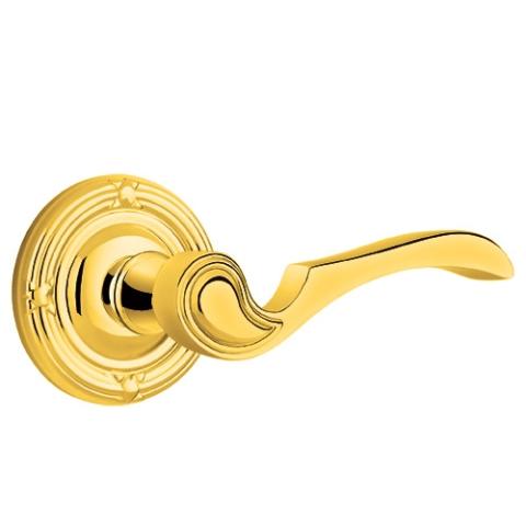Emtek Coventry Door Lever Set with Ribbon and Reed Rose Lifetime Brass (PVD)