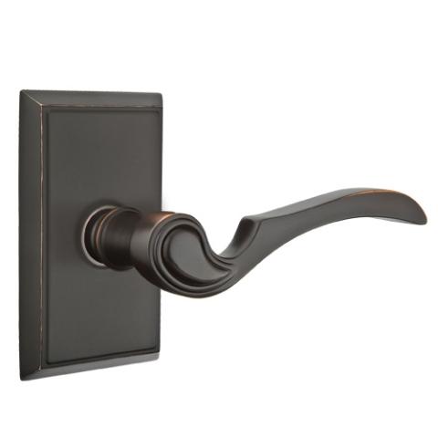 Emtek Coventry Door Lever Set with Rectangular Rose Oil Rubbed Bronze (US10B)