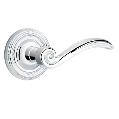 Emtek Elan Door lever with Ribbon and Reed Rose Polished Chrome (US26)