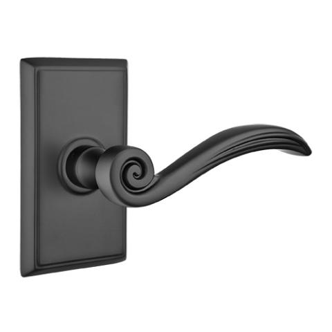 Emtek Elan Door lever with Rectangular Rose Flat Black (US19)