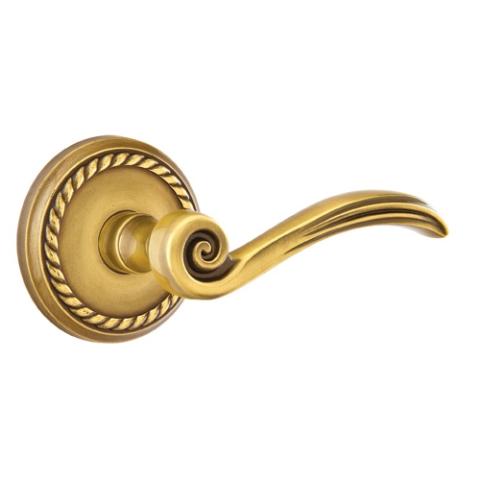 Emtek Elan Door lever with Rope Rose French Antique (US7)