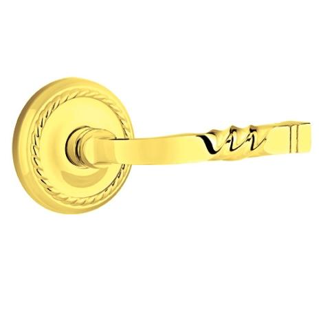 Emtek Santa Fe Door lever with Rope Rose Polished Brass (US3)
