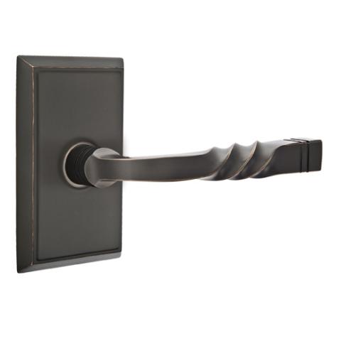 Emtek Santa Fe Door lever with Rectangular Rose Oil Rubbed Bronze (US10B)