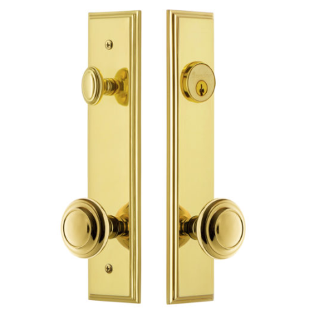 Grandeur Carre Tall Plate Entrance Set with Choice of Knob or Lever Lifetime Brass
