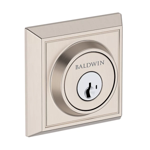 Baldwin Reserve Chamfered Square Deadbolt Satin Nickel
