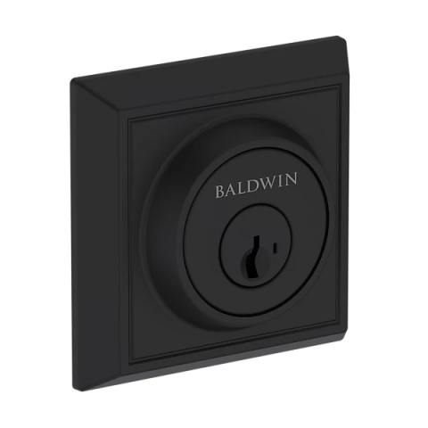 Baldwin Reserve Chamfered Square Deadbolt Satin Black