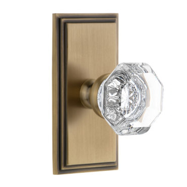 Grandeur Chambord Door Knob Set with Carre Short Plate vintage Brass