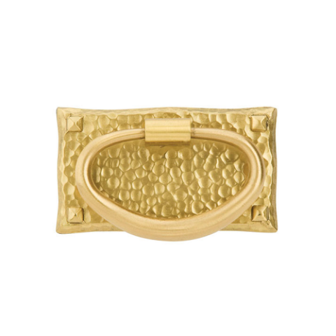Emtek 86041 Hammered Oval Ring Pull Polished Brass (US3)