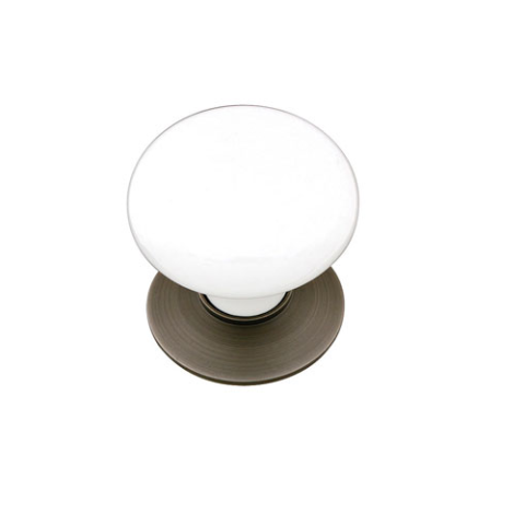 Emtek 86001, 86034 Ice White Porcelain Cabinet Knob w/Pewter (US15A) Base