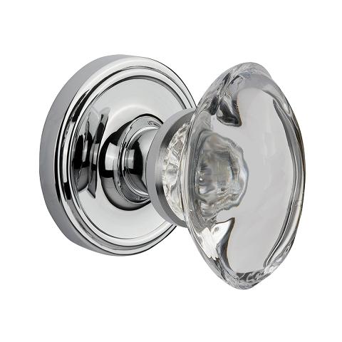 Nostalgic Warehouse Oval Crystal Knob Set with Classic Rose Bright Chrome