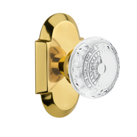 Nostalgic Warehouse Cottage Plate with Meadows Crystal Knob Polished Brass