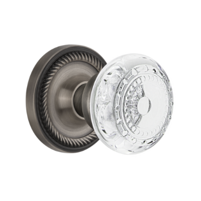 Nostalgic Warehouse Crystal Meadows Knob Set with Rope Rose Antique Pewter