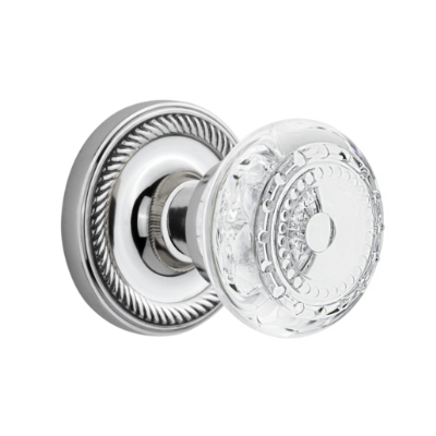 Nostalgic Warehouse Crystal Meadows Knob Set with Rope Rose Bright Chrome