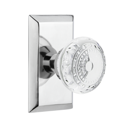 Nostalgic Warehouse Studio Plate with Meadows Crystal Knob Bright Chrome